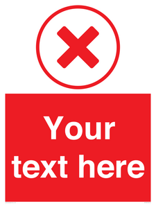 Custom red background, red cross in circle sign